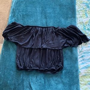 Off shoulder cropped black top